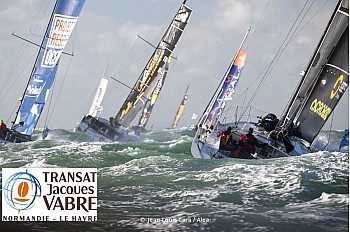 ''Transat jacques Vabre'' Départs des Ultim, des Ocean-Fifty et des Class40, les IMOCA neutralisés pour un départ ultérieur.