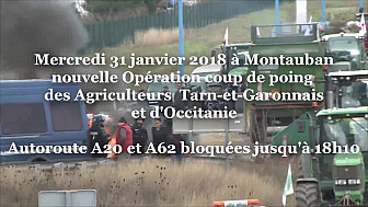 Les Agriculteurs du Tarn-et-Garonne assistés des Départements d'Occitanie ont bloqué l'A20 et l'A62 ce mercredi 31 janvier 2018 @Occitanie @tarnetgaronne_CG @FNSEA